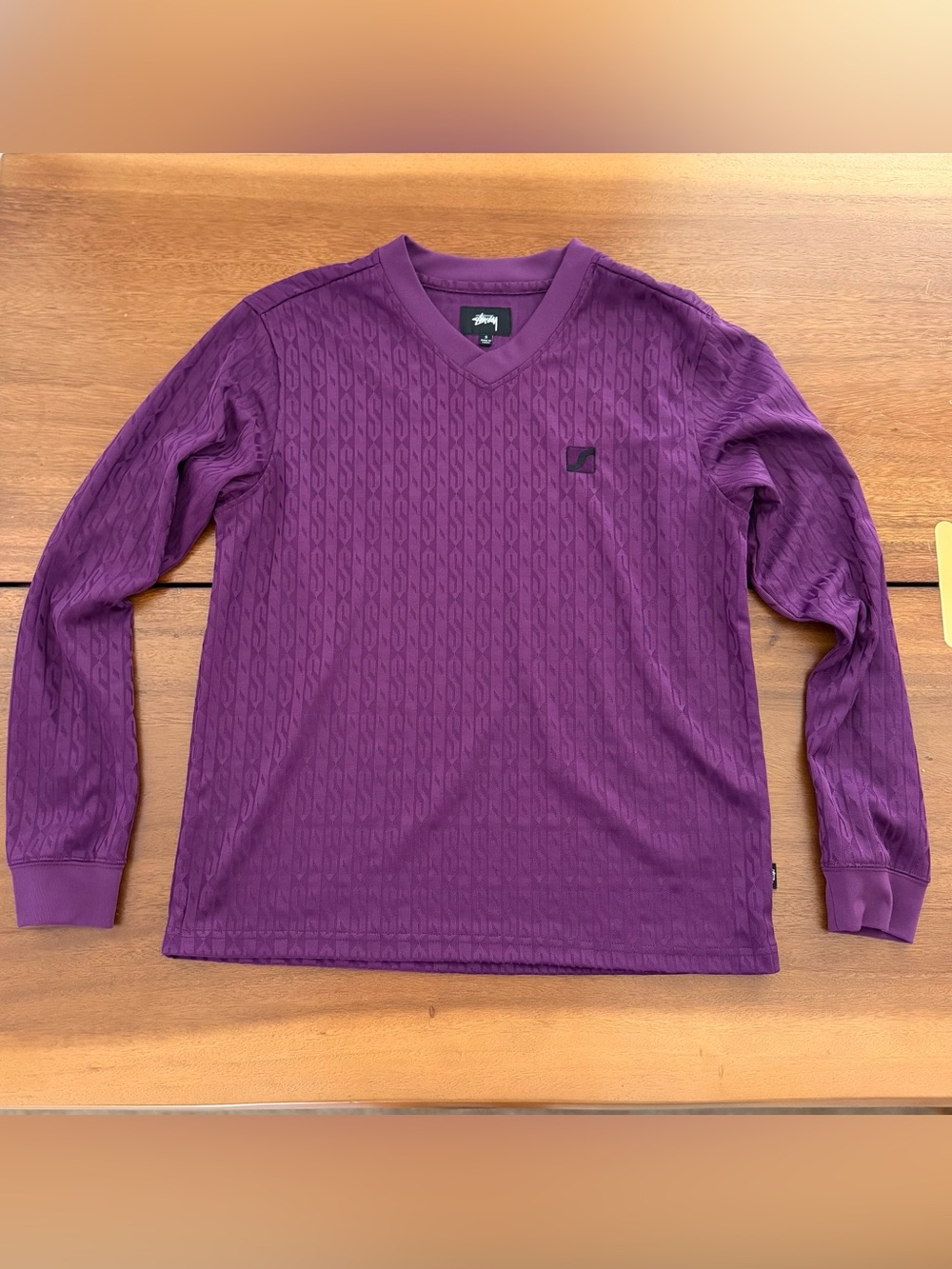 Stussy Purple Jacquard Logo Texture long Sleeve